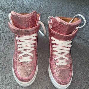 GIVENCHY HIGH-TOP PINK GLITTER SNEAKER
Size 7